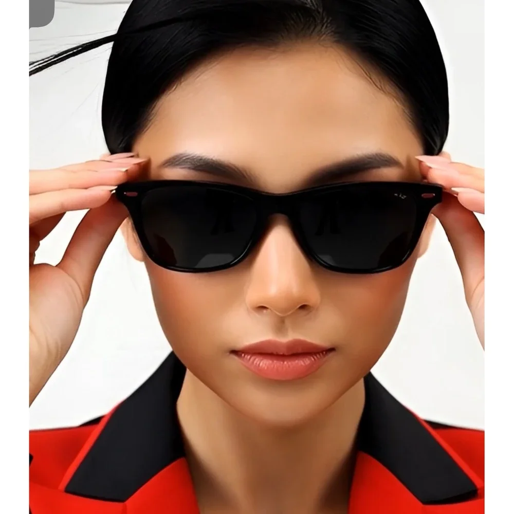 Black Polarized Sunglasses‎ Women's Style Sun Protection Square Driving Cycling